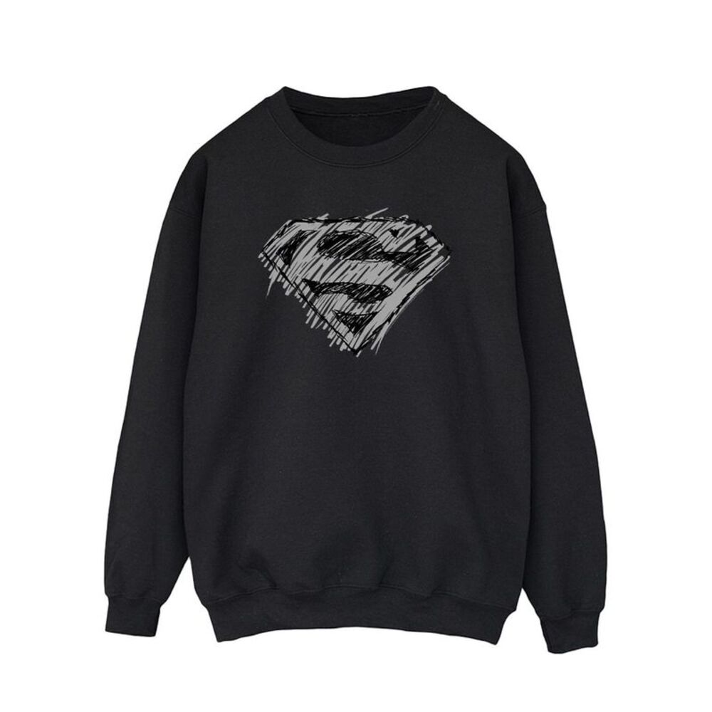 DC Comics Mens Superman Logo Sketch Sweatshirt / Black